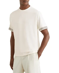 Reiss Men's Textured Tape-Cuff Modern-Fit T-Shirt