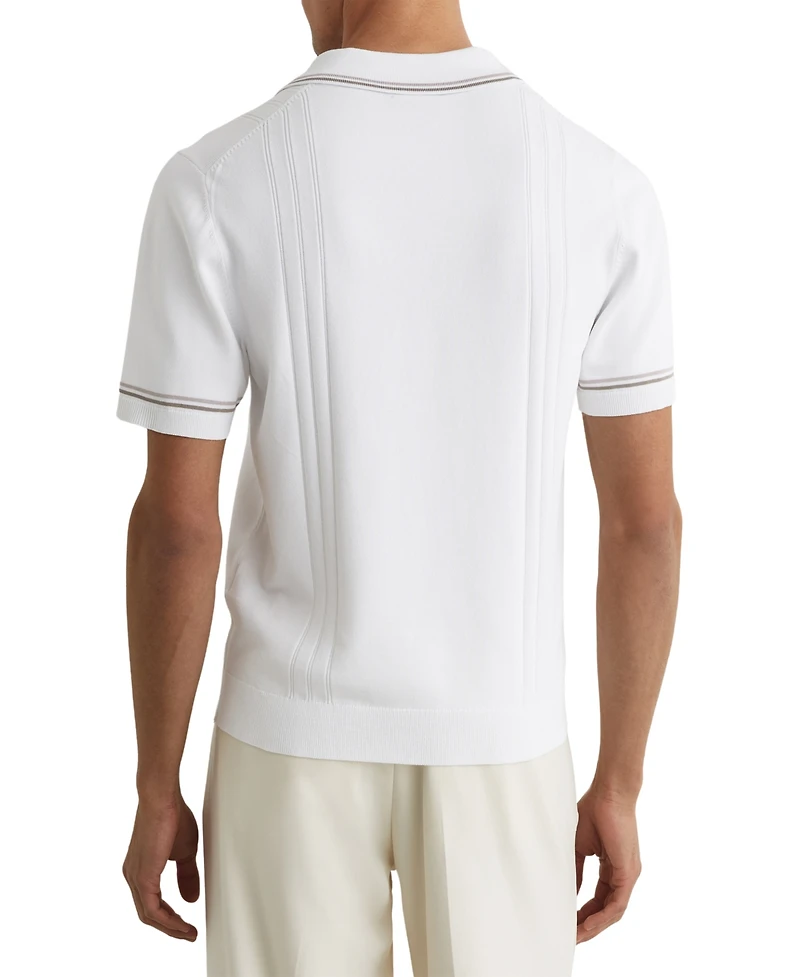 Reiss Men's Tipped Half-Button Knitted Polo Shirt