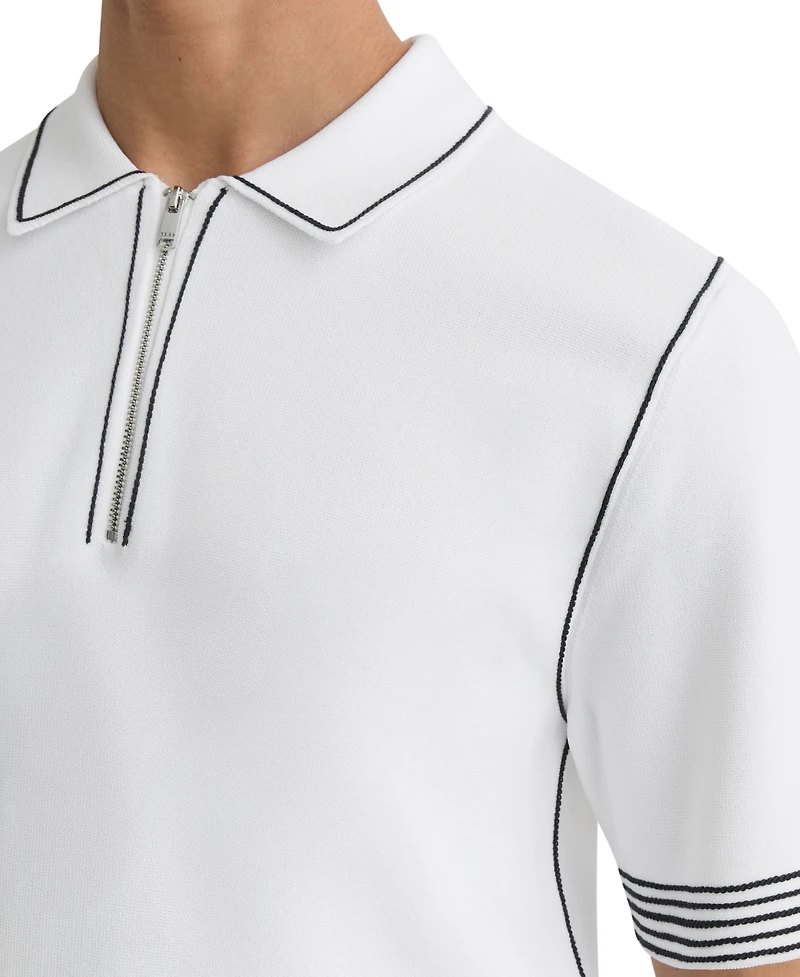 Reiss Men's Stitch-Detail Half-Zip Polo Shirt