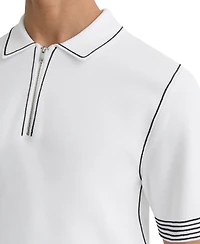 Reiss Men's Stitch-Detail Half-Zip Polo Shirt