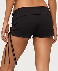 Edikted Womens Saffyre Lace Up Foldover Shorts