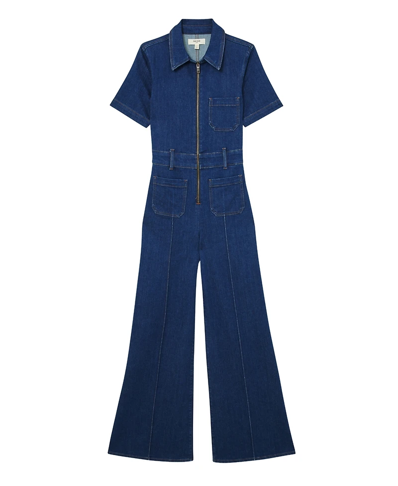 Reiss Women's Danie Wide-Leg Zip-Through Denim Jumpsuit