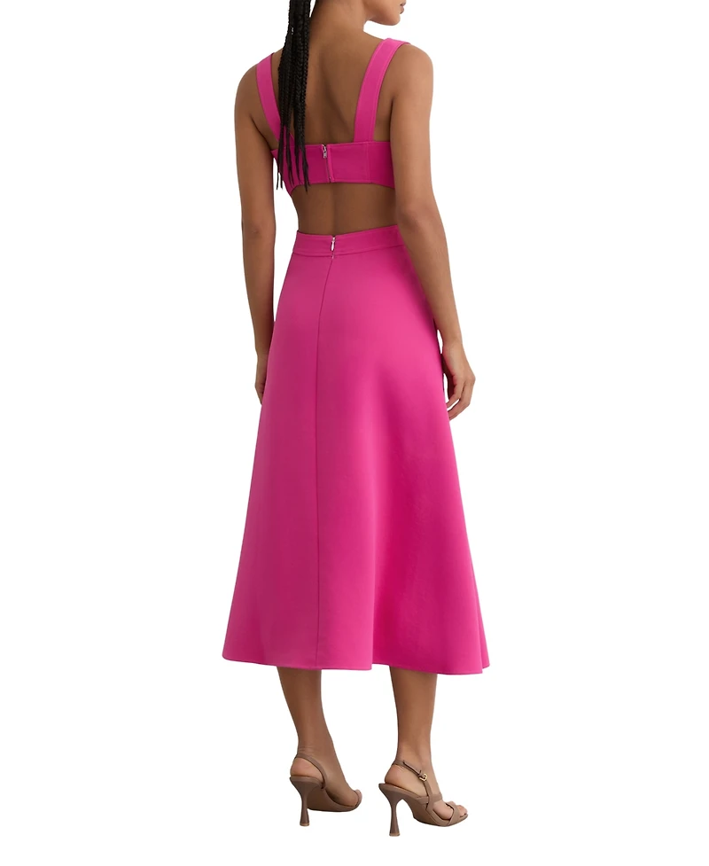 Reiss Women's Dina Waisted Cut-Out Twill Midi Dress