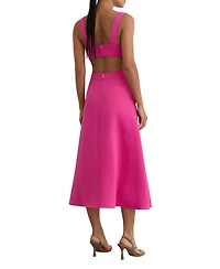 Reiss Women's Dina Waisted Cut-Out Twill Midi Dress