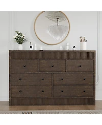 gaomon Drawer Dresser for Bedroom, Wide Wooden Chest of Drawers, Fluted Storage Organizer for Living Room, Hallway and Entryway