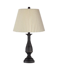 Regency Hill Ben Rustic Farmhouse Table Lamps 25" High Set of 2 Dark Bronze Metal Linen Pleated Shade for Bedroom Living Room Bedside Office