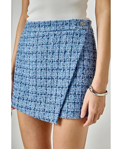 endless rose Women's Tweed Front Flap Wrap Skirt