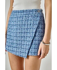 endless rose Women's Tweed Front Flap Wrap Skirt