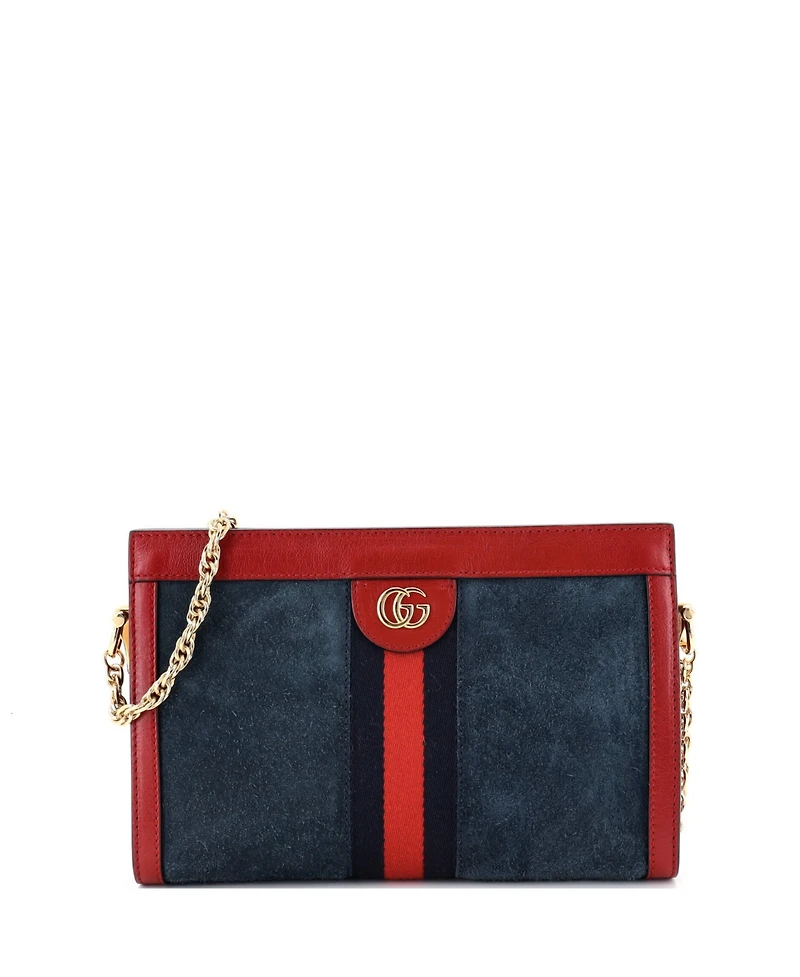 Pre-Owned Gucci Small Ophidia Chain Shoulder Bag Suede