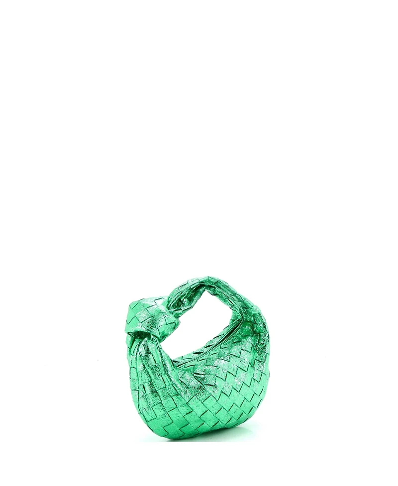 Pre-Owned Bottega Veneta Mini Bv Jodie Hobo Metallic Intrecciato Nappa