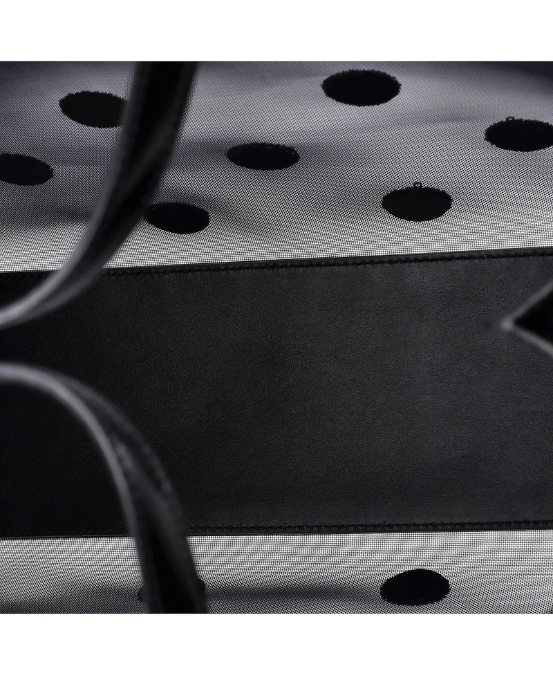 Pre-Owned Prada Large Logo Open Tote Polka Dot Sequined Mesh