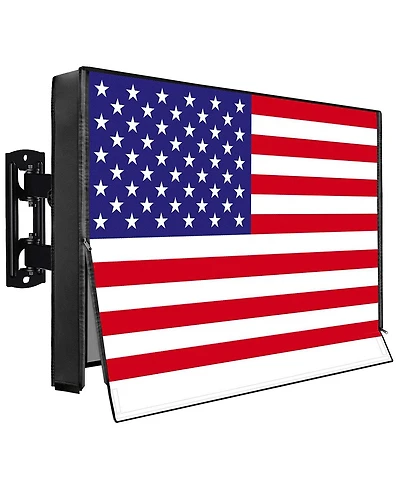 Ic Iclover Outdoor Tv Cover for 40" TVs, 600D Waterproof Weatherproof Protector with Zipper and Remote Pocket, American Flag