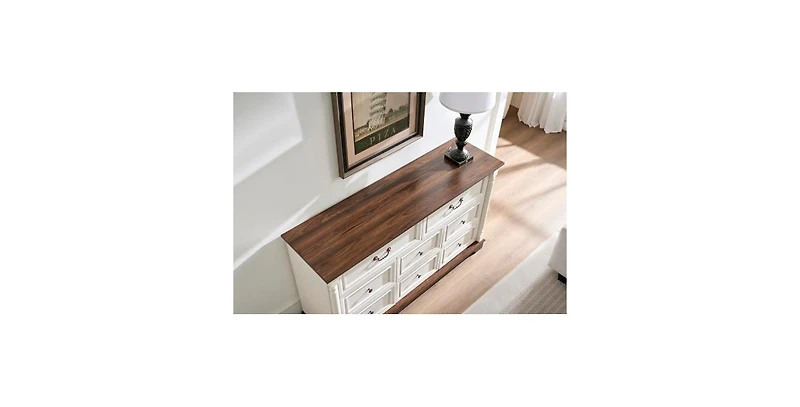 Flynama 8 Drawer Classic Brown Dresser Rolling Cabinet for Bedroom Home Furniture With Spacious Drawers Easy Assembly Durable