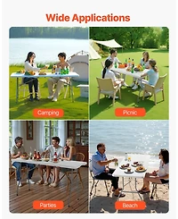 Gouun 6 Feet Folding Utility Table Portable Heavy Duty Indoor Outdoor Table