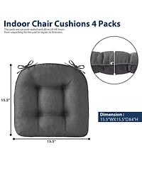 Gnuadz 4-pack Chair Cushions Dining Kitchen Indoor Ties Tufted Foam Non Slip