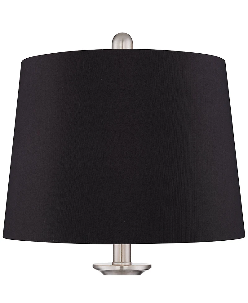 Regency Hill Blair Traditional Table Lamps 25 High Set of 2 Brushed Nickel Faux Silk Drum Shade for Bedroom Living Room Bedside Office House
