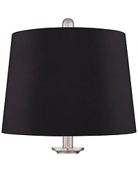 Regency Hill Blair Traditional Table Lamps 25 High Set of 2 Brushed Nickel Faux Silk Drum Shade for Bedroom Living Room Bedside Office House