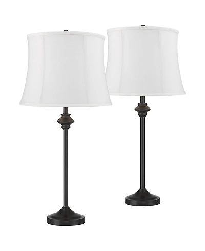 360 Lighting Lynn Modern Industrial Buffet Table Lamps 26" High Set of 2 Metal Softback Drum Shade for Bedroom Living Room Bedside Family