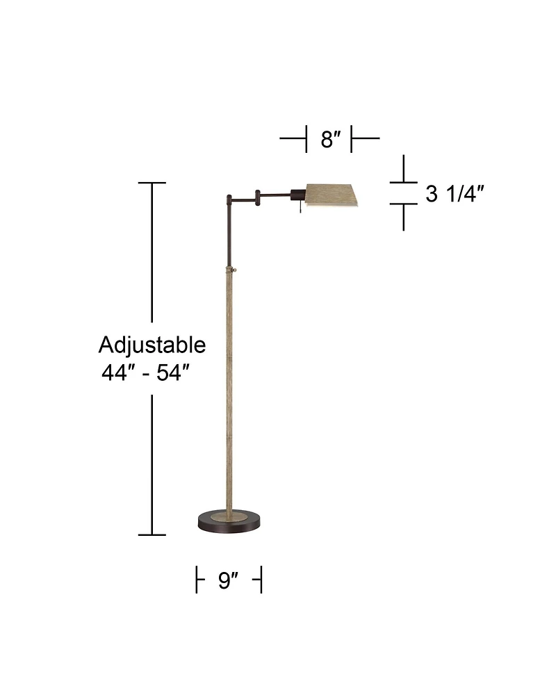 Regency Hill Rustic Farmhouse Pharmacy Floor Lamp with Usb Charging Port 54 Tall Bronze Faux Wood Adjustable Swing Arm for Living Room Reading Office