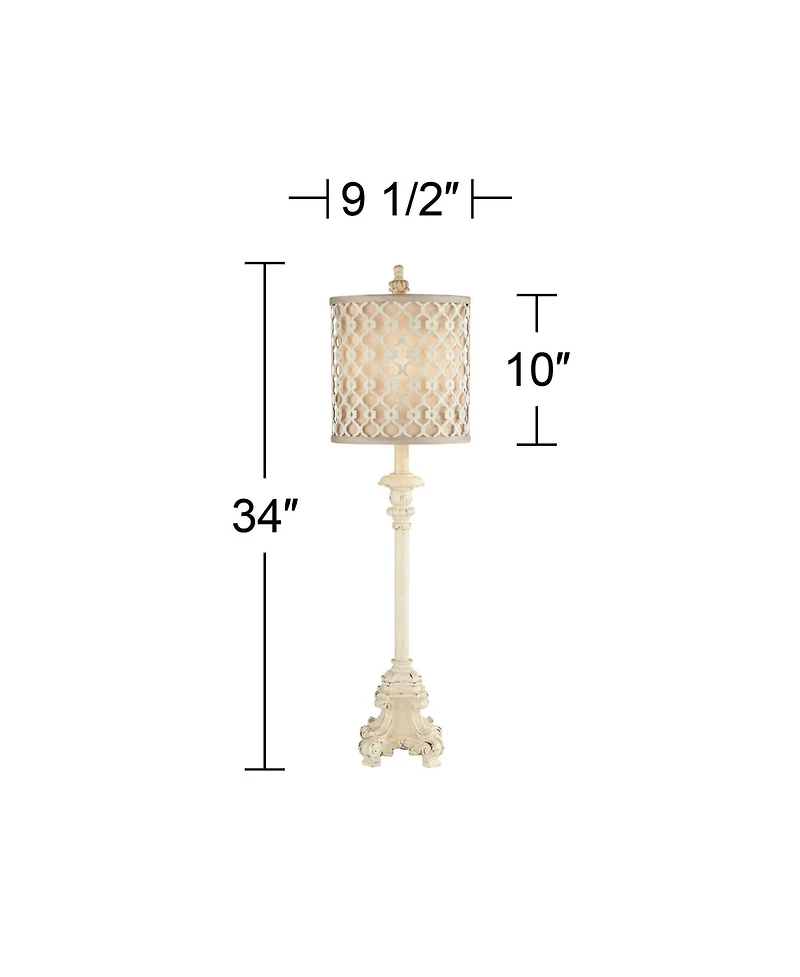 Regency Hill French Candlestick 34" Tall Scroll Skinny Buffet Traditional End Table Lamps Set of 2 Living Room Bedroom