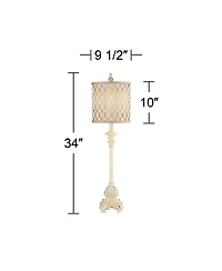 Regency Hill French Candlestick 34" Tall Scroll Skinny Buffet Traditional End Table Lamps Set of 2 Living Room Bedroom