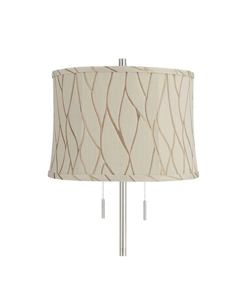 360 Lighting Abba Modern 65" Tall Standing Floor Lamp Twin Pull Chain Silver Metal Brushed Steel Finish