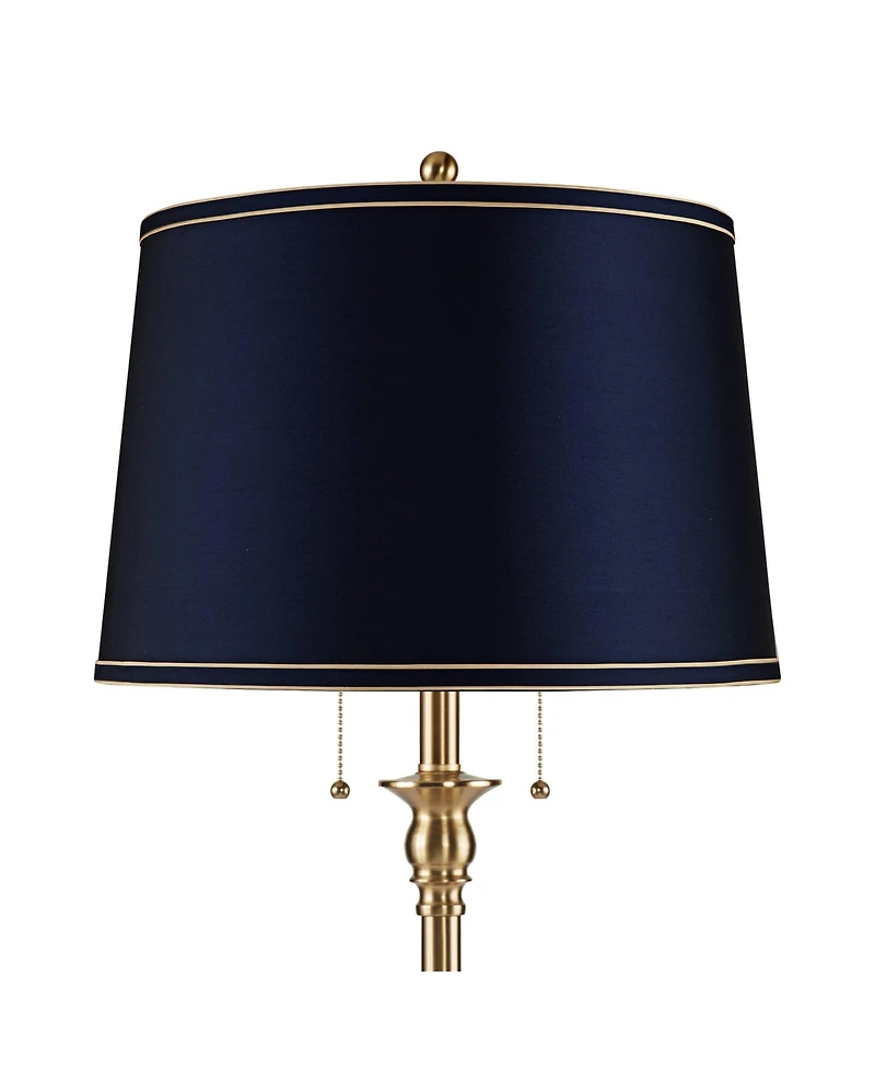 360 Lighting Dyna 58" High Antique Brass and Drum Shade 2-Light Floor Lamp