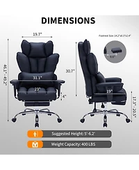 Gaomon 400 lbs Big And Tall Office Chair with Footrest, Executive Leather Ergonomic Desk Chair, Wide Seat Gaming Chair