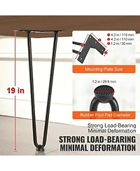 Sugift Hairpin Furniture Legs, 19", Heavy Duty Metal Legs for Diy Projects, 4PCS Black