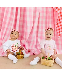 Sweet Wink Baby Girls Strawberry Patchwork Short Sleeve Romper