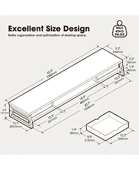 Gnuadz Monitor Stand Riser Drawer 2 Tier Wooden Desk Shelf