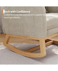 gaomon Linen Rocking Chair with Footrest, Modern Nursery Glider Chair with Side Pockets and Pillow, Rocker Chair for Living Room Bedroom Nursing Room