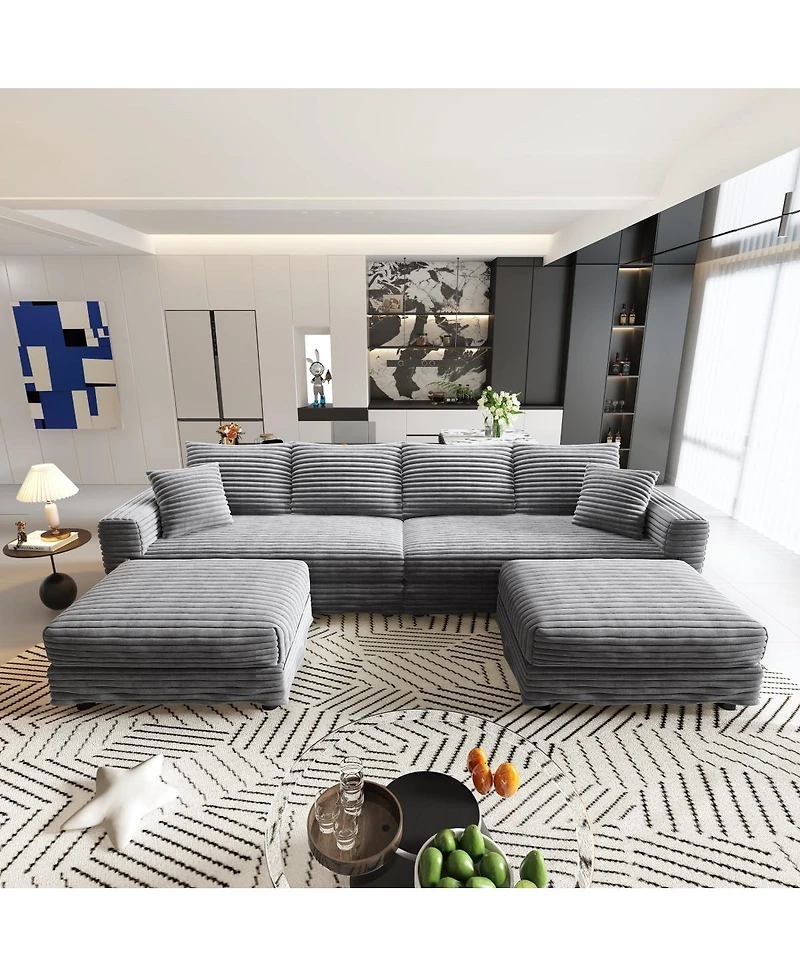 Streamdale Furniture Plush Corduroy 4-Seat Sofa