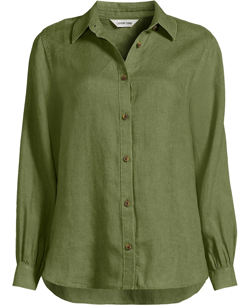Lands' End Women's Linen Long Sleeve Feminine Shirt