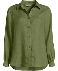 Lands' End Women's Linen Long Sleeve Feminine Shirt
