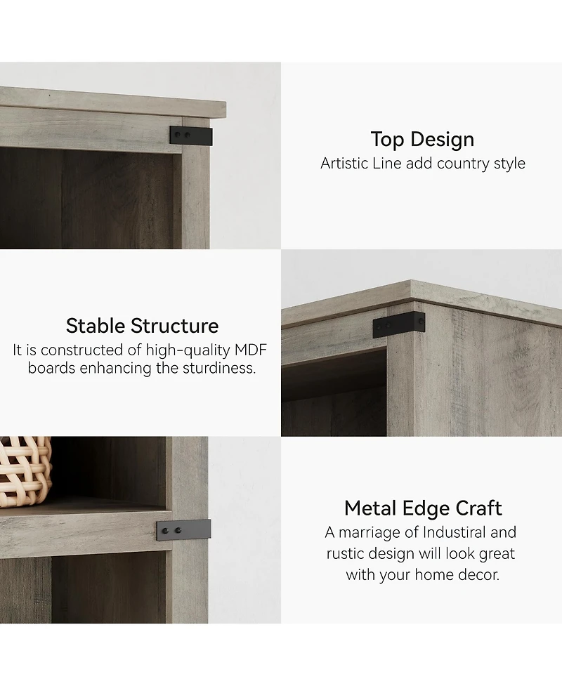 gaomon 40" Tall Farmhouse 3-Tier Wooden Bookcase, Modern Storage Bookshelf