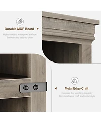 gaomon 68.7" 5-Tier Farmhouse Wooden Bookcase with Cabinet Doors, Bookshelf for Home and Bedroom