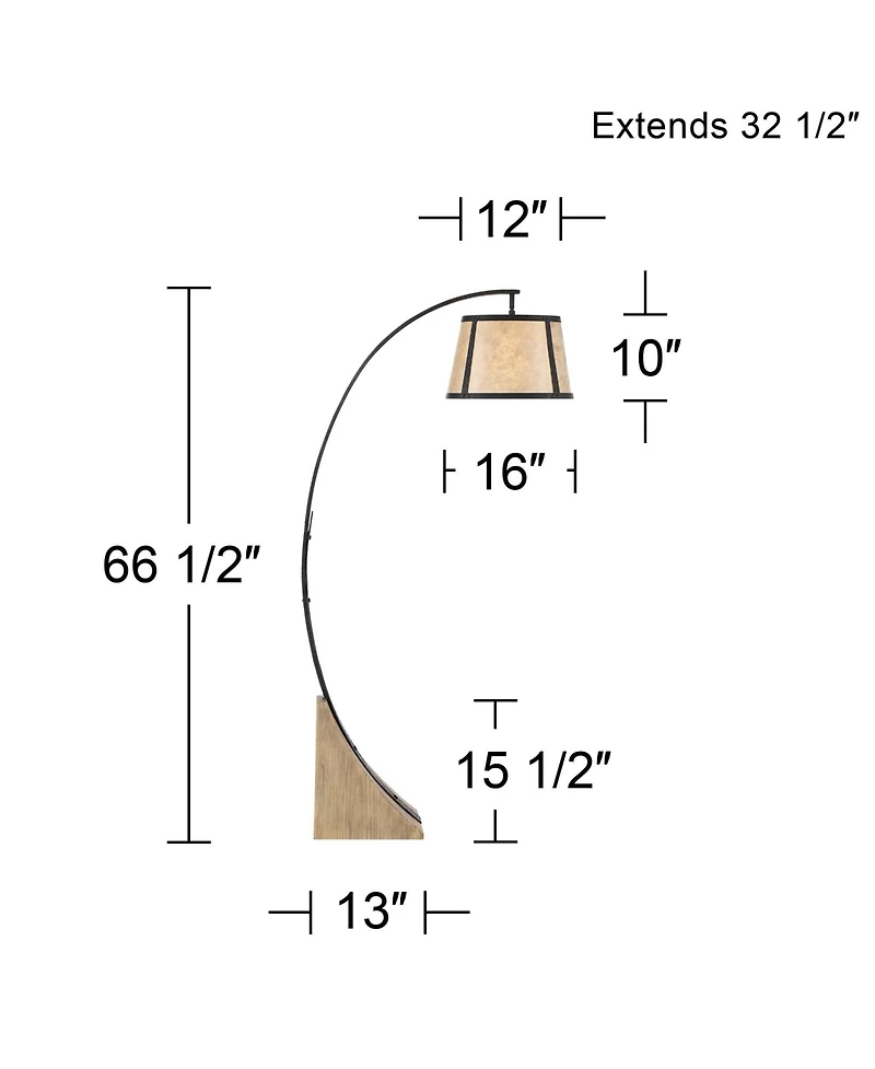 Franklin Iron Works Rustic Farmhouse Arc Floor Lamp with Usb Charging Port 66 1/2" Tall