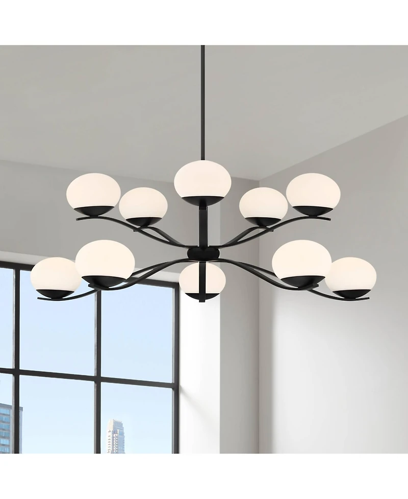 Possini Euro Design Corus Matte Chandelier 37 3/4" Wide Modern Tiered Led Glass 6-Light Fixture for Dining Room House