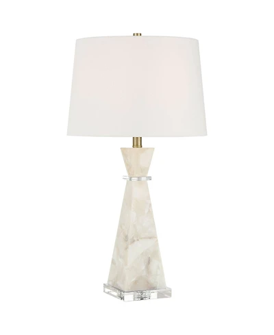 Possini Euro Design Marcy " Tall Modern Glam Table Lamp White Finish Alabaster Single Shade Living Room Bedroom Bedside