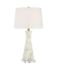 Possini Euro Design Marcy " Tall Modern Glam Table Lamp White Finish Alabaster Single Shade Living Room Bedroom Bedside