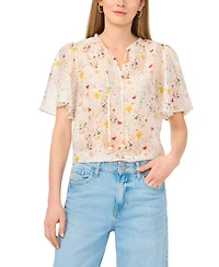 Vince Camuto Women's Short-Sleeve Crewneck Pull-On Blouse