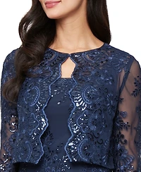 Alex Evenings Plus 3/4-Length Sleeve Jacket and Midi Dress, 2-Piece Set