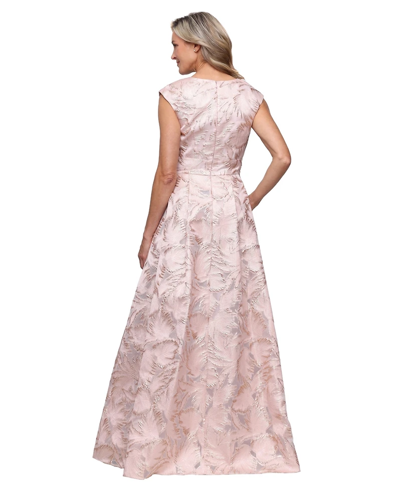 Alex Evenings Petite Square Neck Short-Sleeve Ball Gown