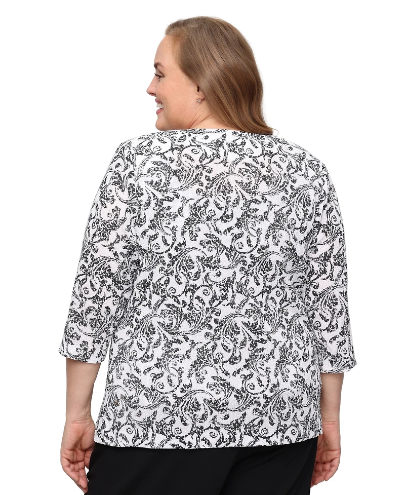 Alex Evenings Plus Scoop Neck Top & 3/4-Sleeve Jacket, 2-Piece Set