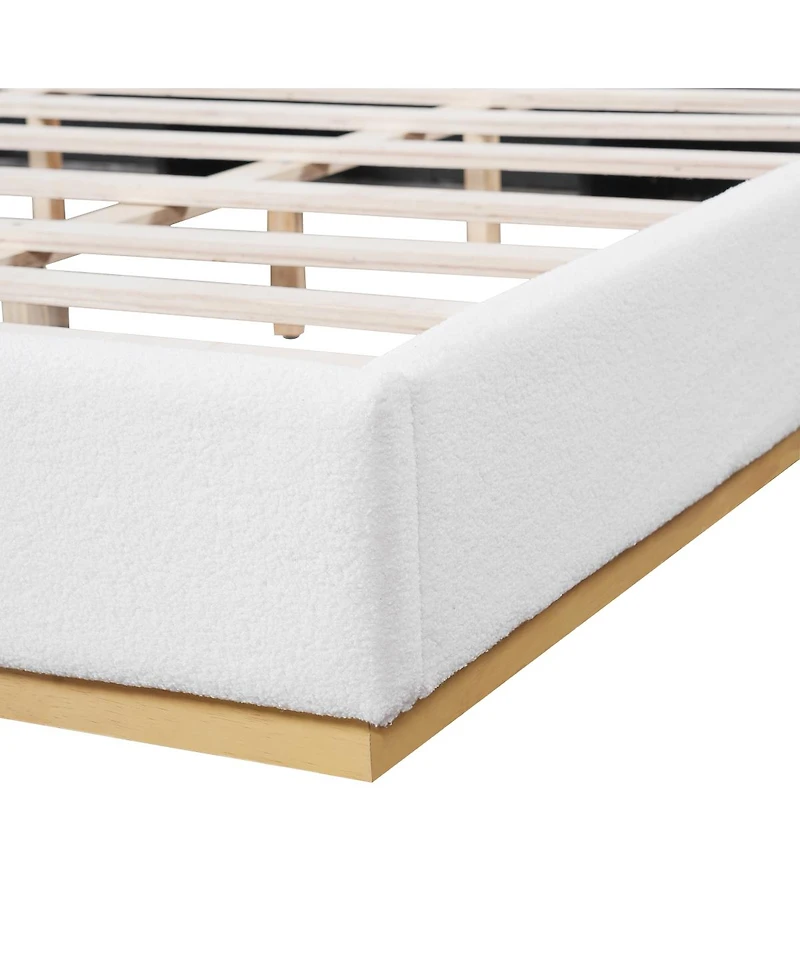 Streamdale Furniture Modern Boucle Winged Bed Frame with Enclosed Wood Base, King Size