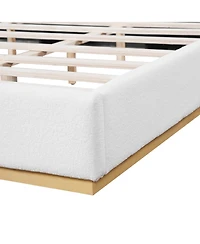 Streamdale Furniture Modern Boucle Winged Bed Frame with Enclosed Wood Base, King Size