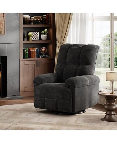 gaomon Recliner Chair, 360 Swivel Rocker Glider Nursery Chair with Padded Armrest and Deep Seat, Chenille Upholstered Reclining Sofa Chair.