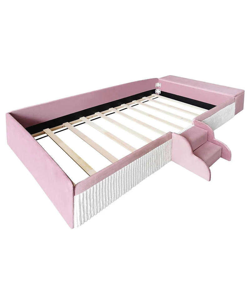 Streamdale Furniture Twin Daybed with Stairs and Storage Ottoman