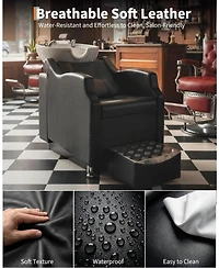 gaomon Shampoo Bowl and Chair Set,Backwash Hair Washing Station with Ceramic Shampoo Bowl Sink and Footrest,Load Weight 450 Lbs,for Barbershop.